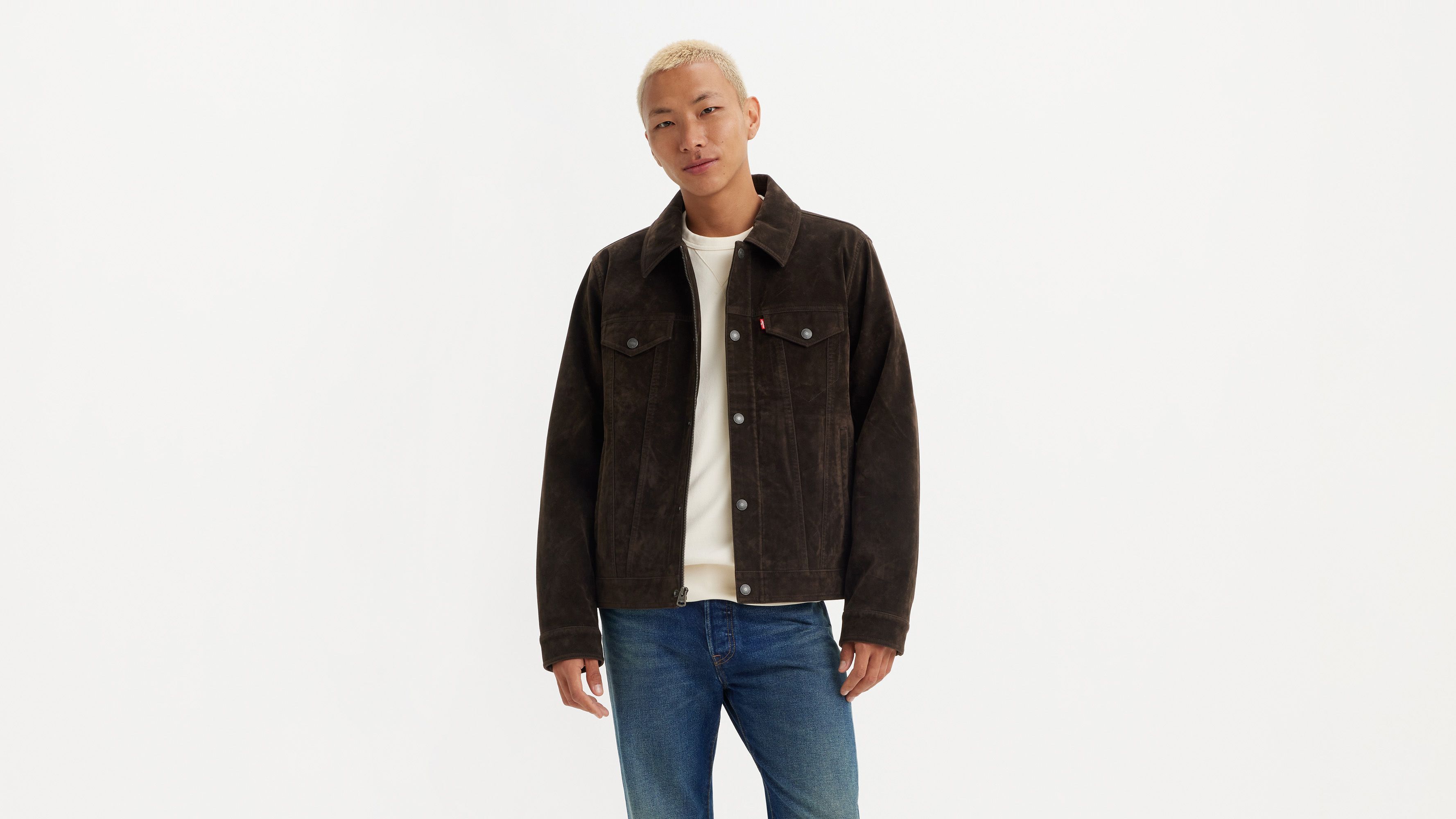 빈티지 포우 스웨이드 자켓 Vintage Faux Cow Suede Trucker Jacket 594910403