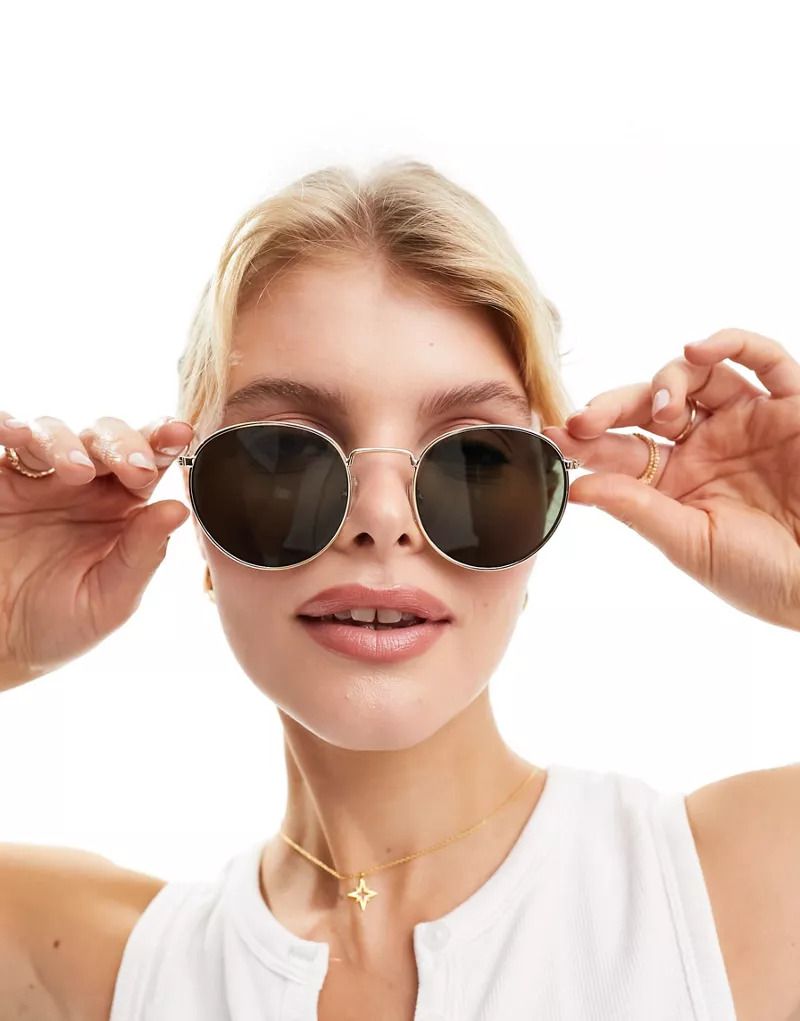 남여공용 Unisex   Explore   Runde Sonnenbrille in Gold-Optik 205911274Goldfarben