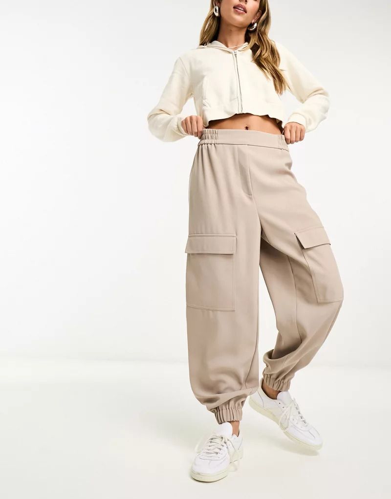 베이지 Cargo-Hose in Beige mit elastischem Bundchen 205374160SCHWARZ