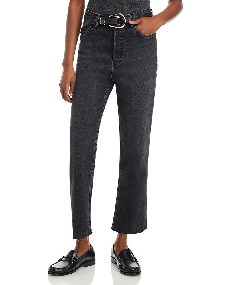 하이 앵클 슬림 스트레이트 데님 워시드 80s High Rise Ankle Slim Straight Jeans in Washed Noir 4139348