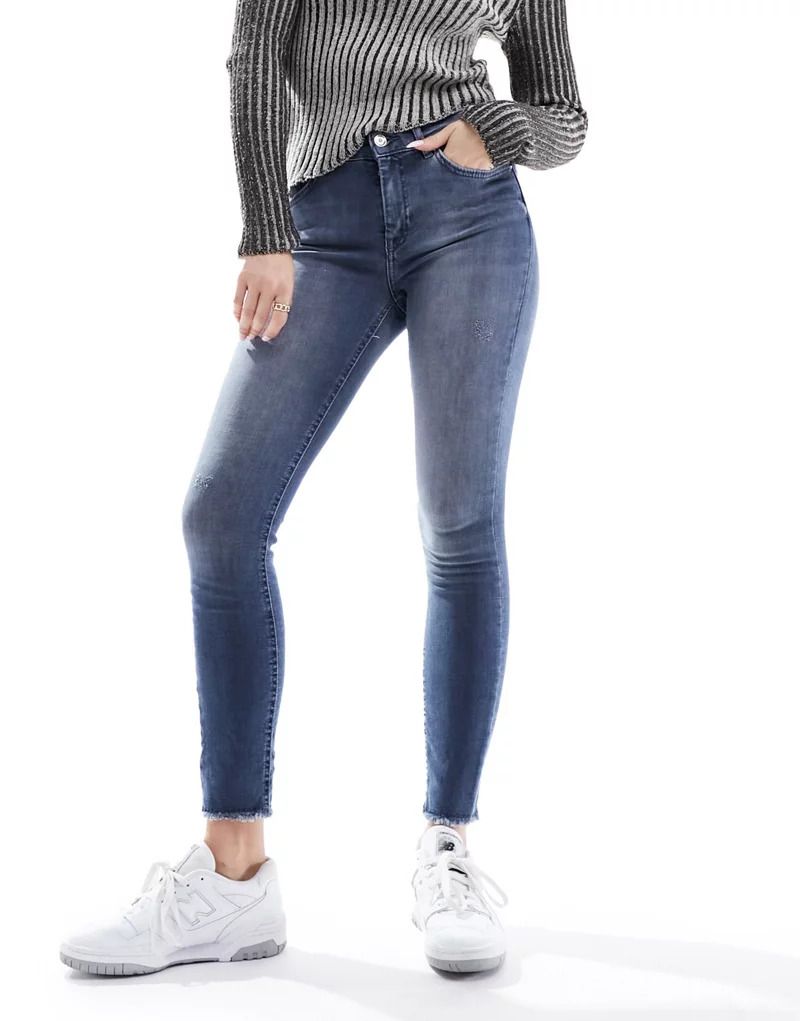 데님 Knochellange Jeans mit engem Schnitt aus blaugrauem Denim 206072655Blau, Grau, Jeansblau