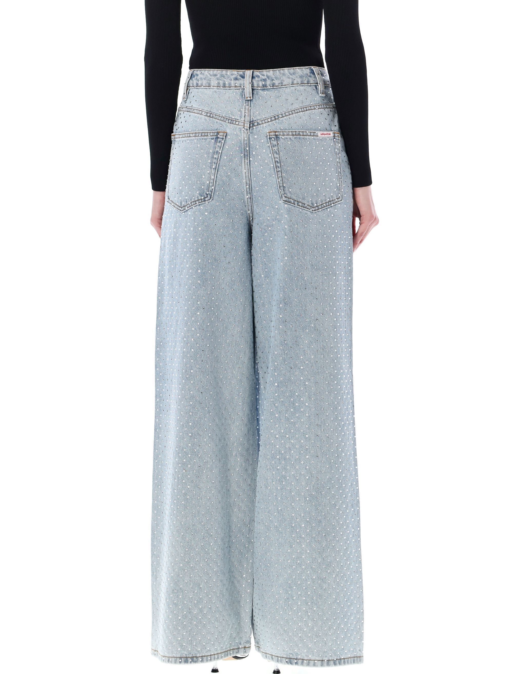 Self-Portrait Refurbished Wide Leg Denim Pants 26 75648389