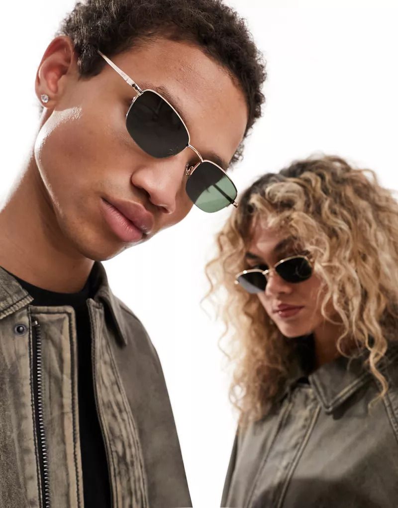 블랙 Unisex-Sonnenbrille in Schwarz mit D-Gestell 205610373SCHWARZ