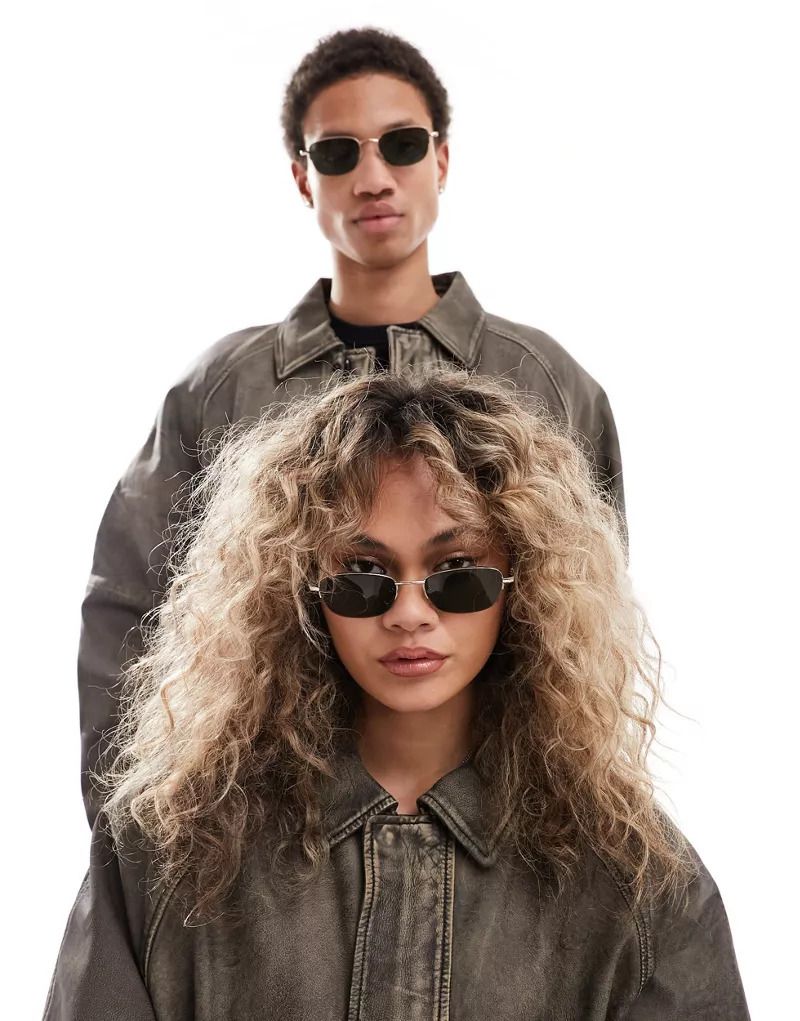 블랙 Unisex-Sonnenbrille in Schwarz mit D-Gestell 205610373SCHWARZ