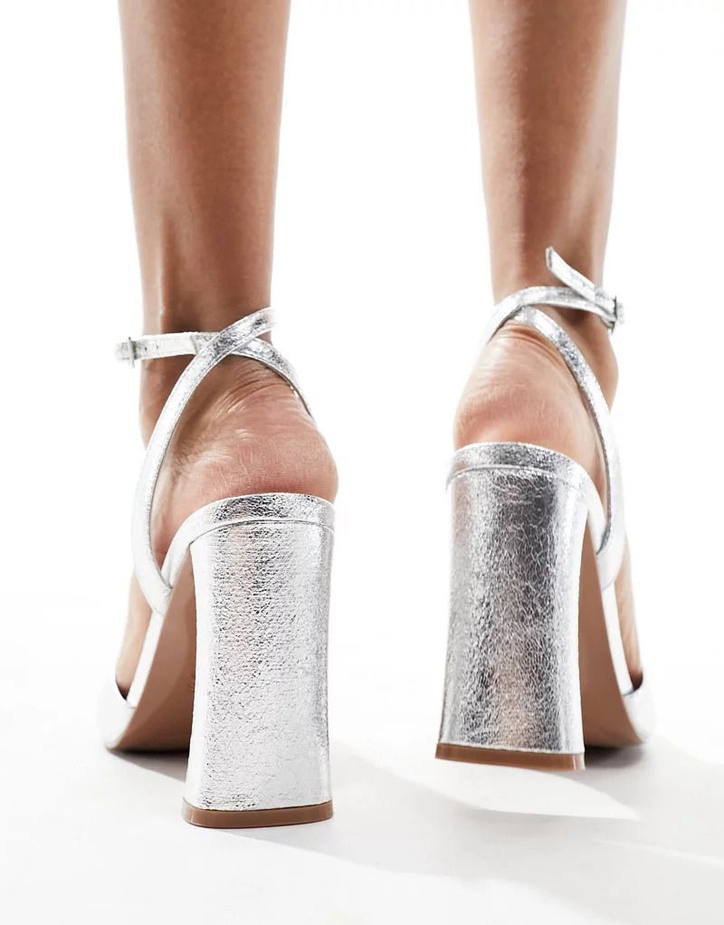 실버 Noah   Filigrane Sandalen mit Blockabsatz in Silber 205696407SILBER