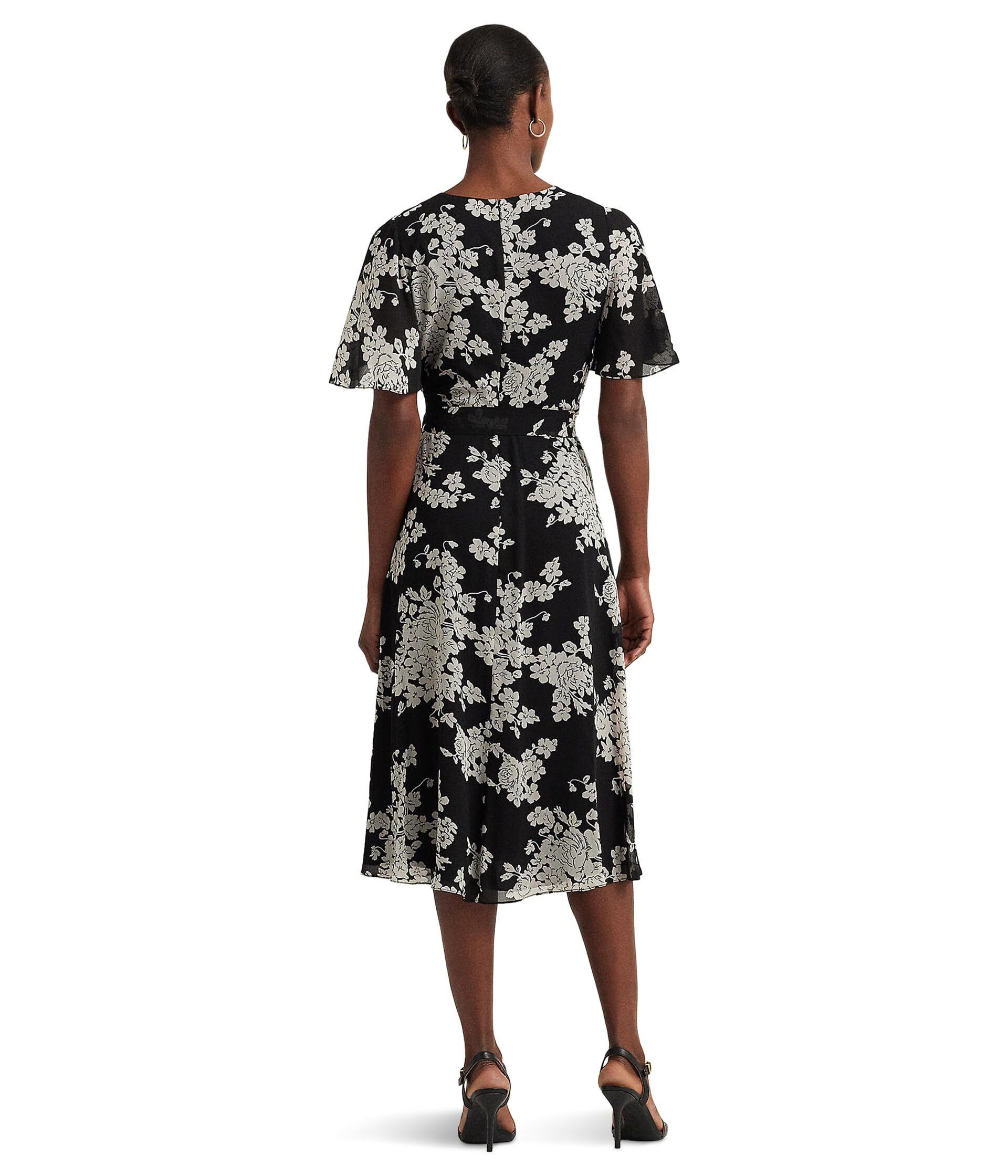 플로랄 벨트 드레스 Floral Belted Crinkle Georgette Dress 9846534 12011