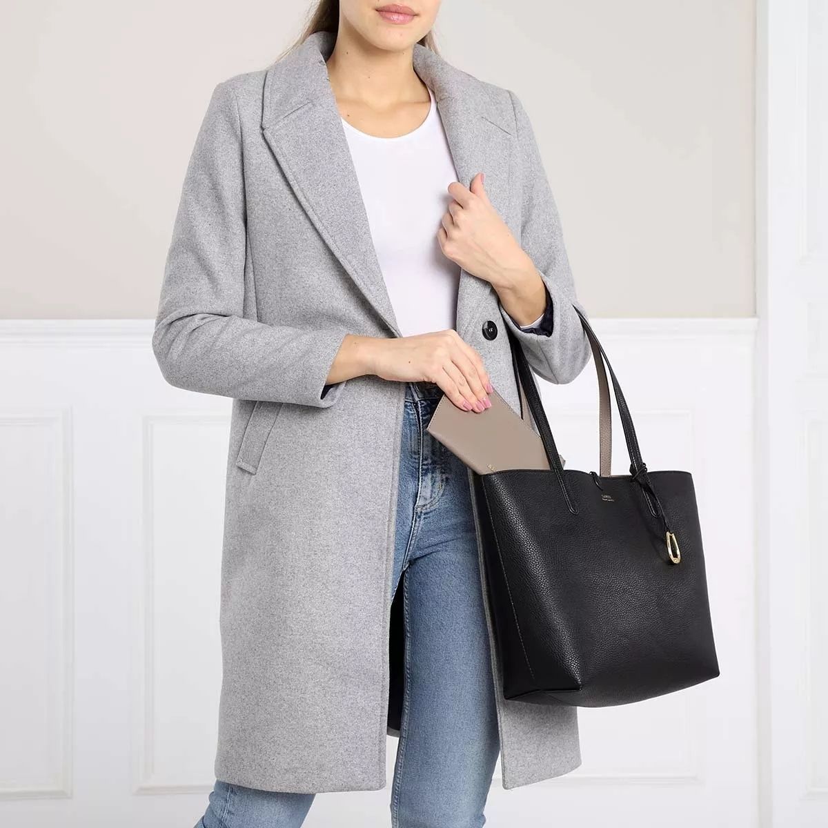 로렌 랄프 쇼퍼백 Lauren Ralph Lauren Rvrsble Tote-Tote-Medium Black/Taupe                        Shopper A0123498