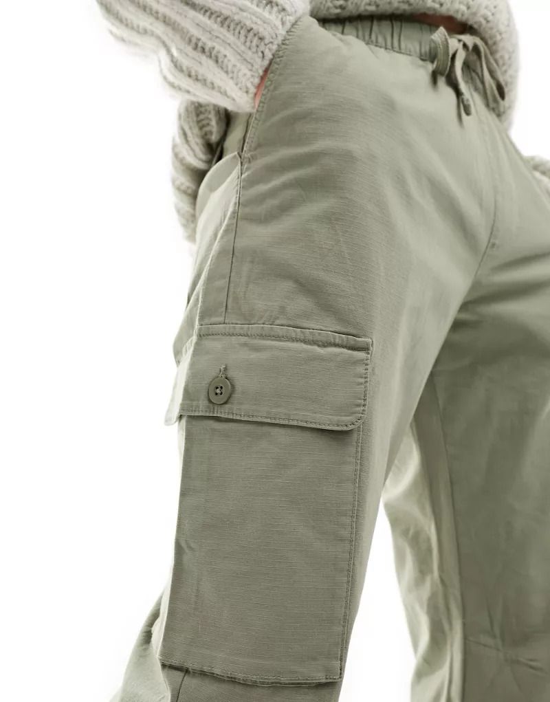 카키 Ripstop-Cargohose in Khaki mit weitem Schnitt 206040034KHAKI