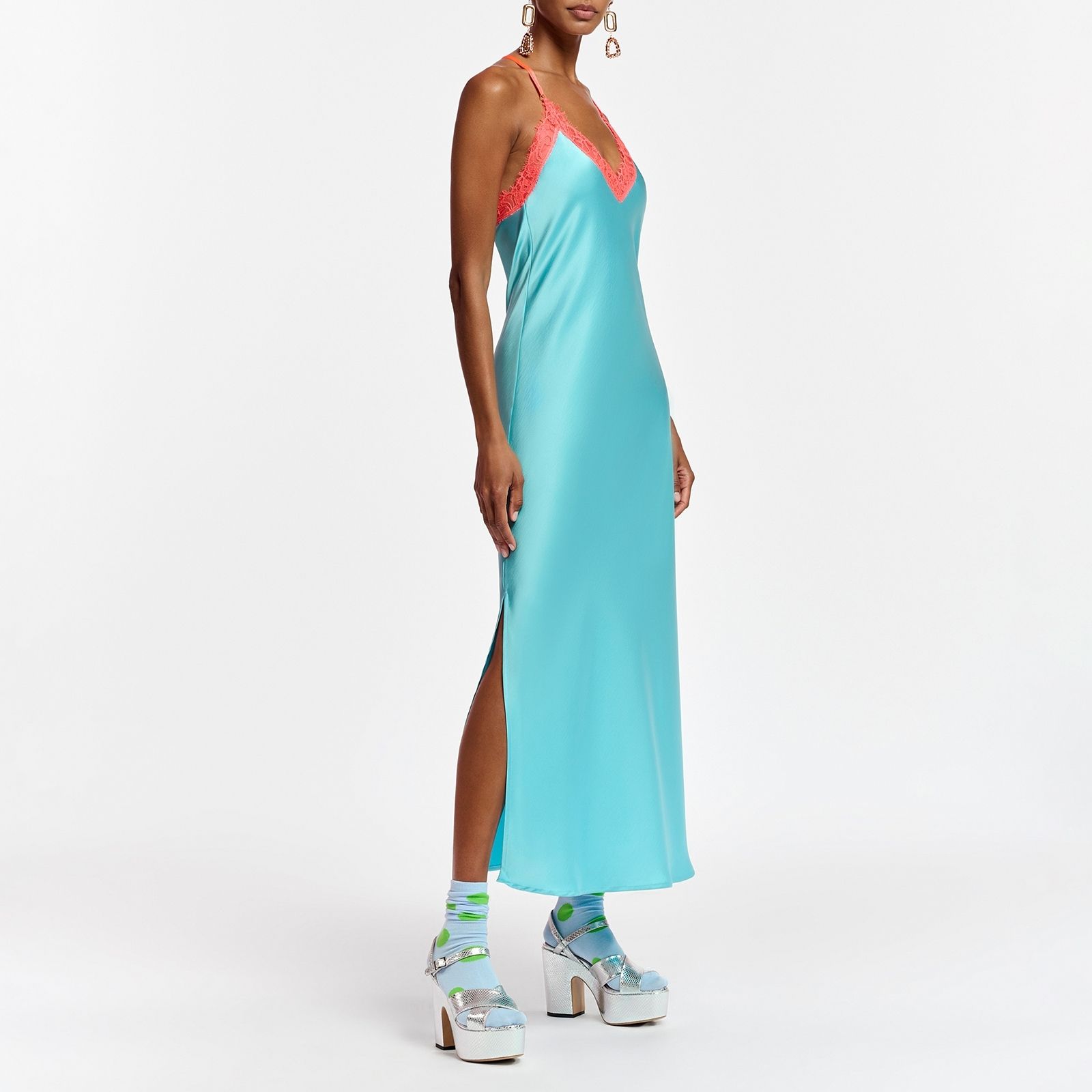 새틴 드레스 Essentiel Antwerp Feist Lace-Trimmed Satin Dress 15055910