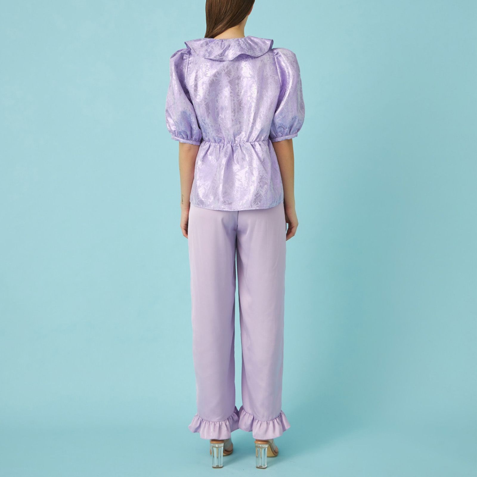 자카드 블라우스 CRAS Mikacras Frilled Jacquard Blouse 13882150