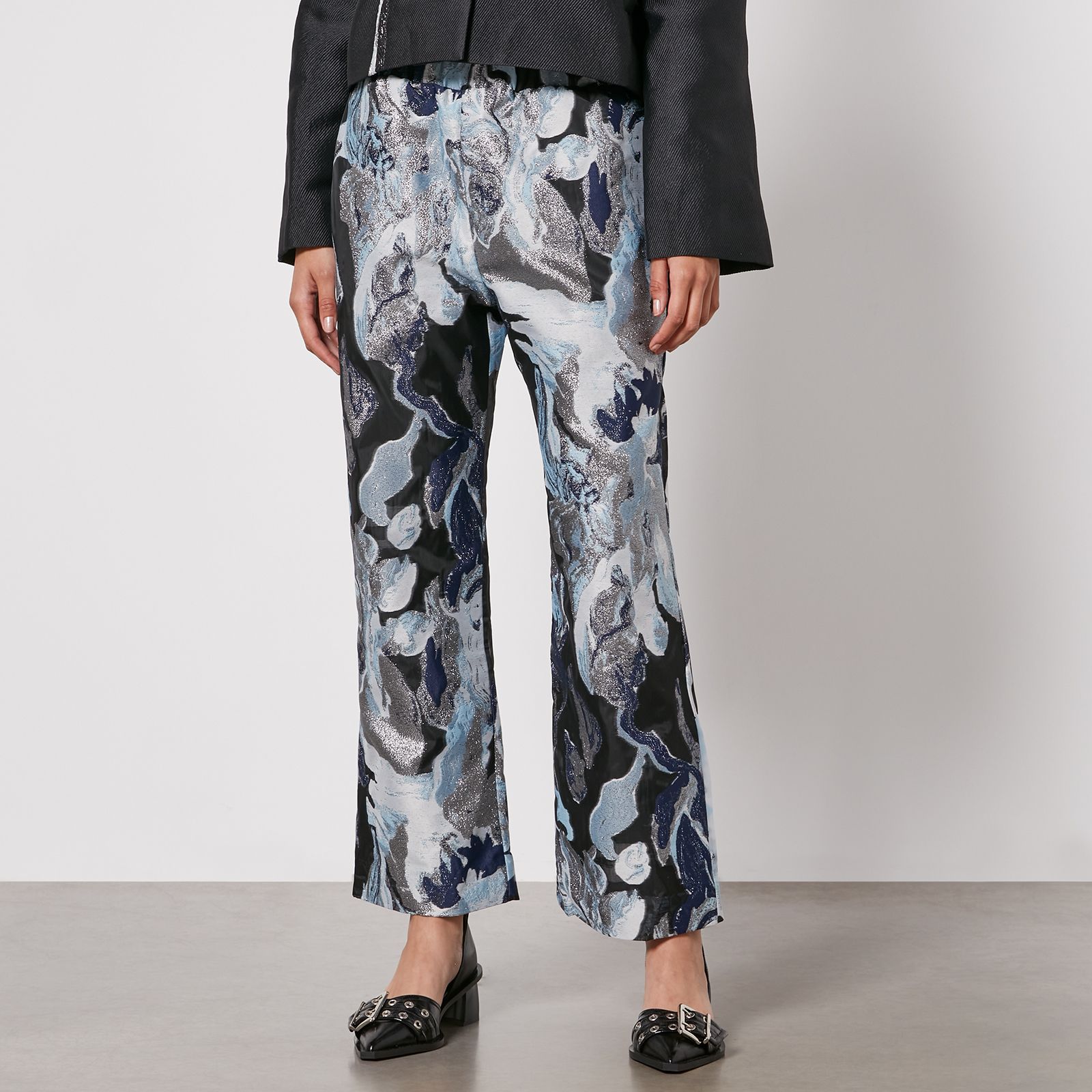 고야 바지 Stine Goya Isra Floral-Jacquard Wide-Leg Trousers 14853331