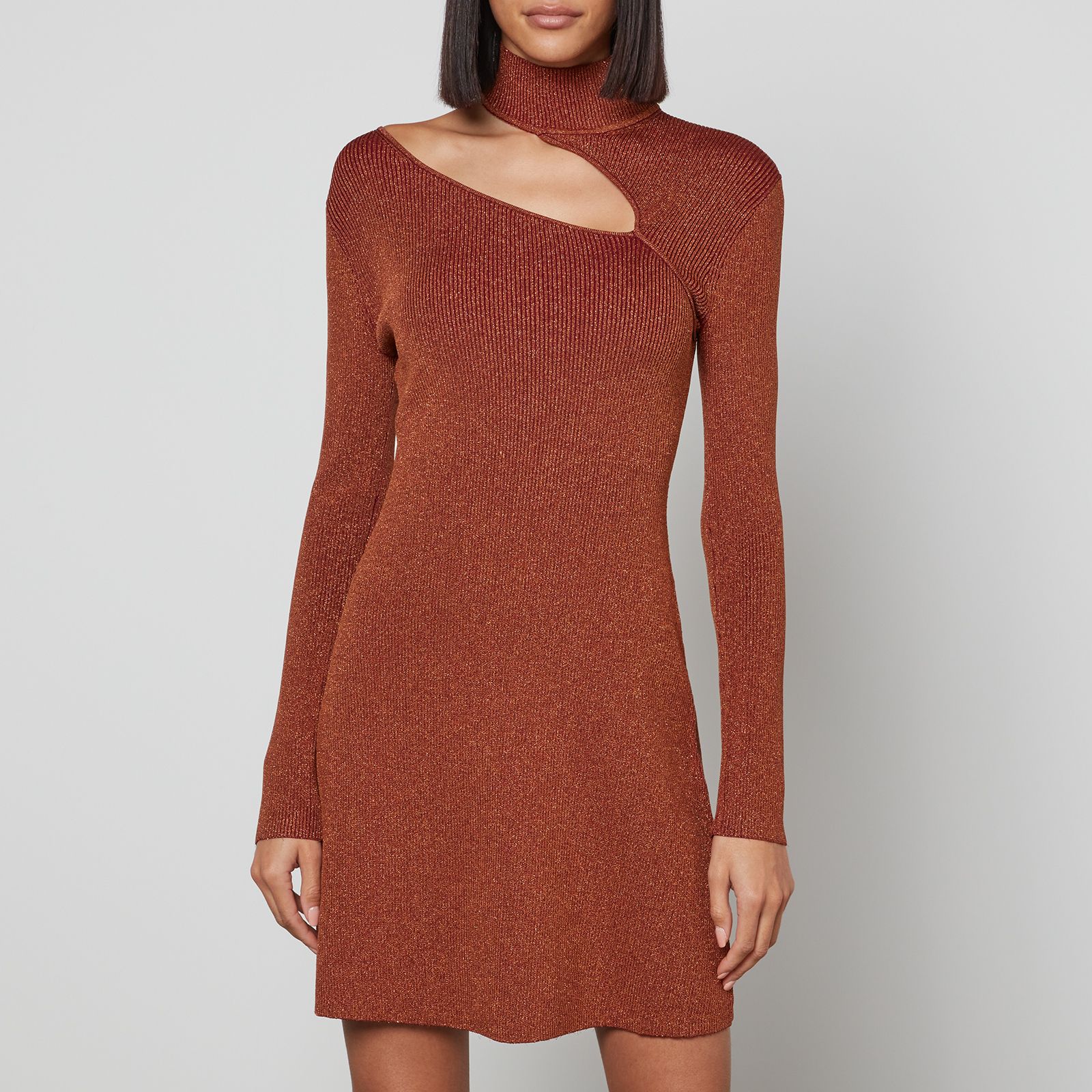 가이아 젯 미니 드레스 Cult Gaia Jet Glittered Ribbed-Knit Mini Dress 13882917