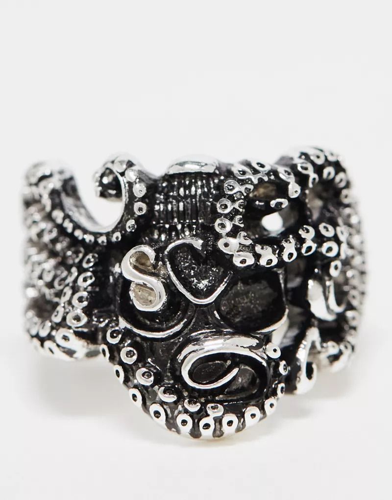 반지 Ring in polierter Silberoptik mit Totenkopf-Tentakel-Design 206183664SILBER