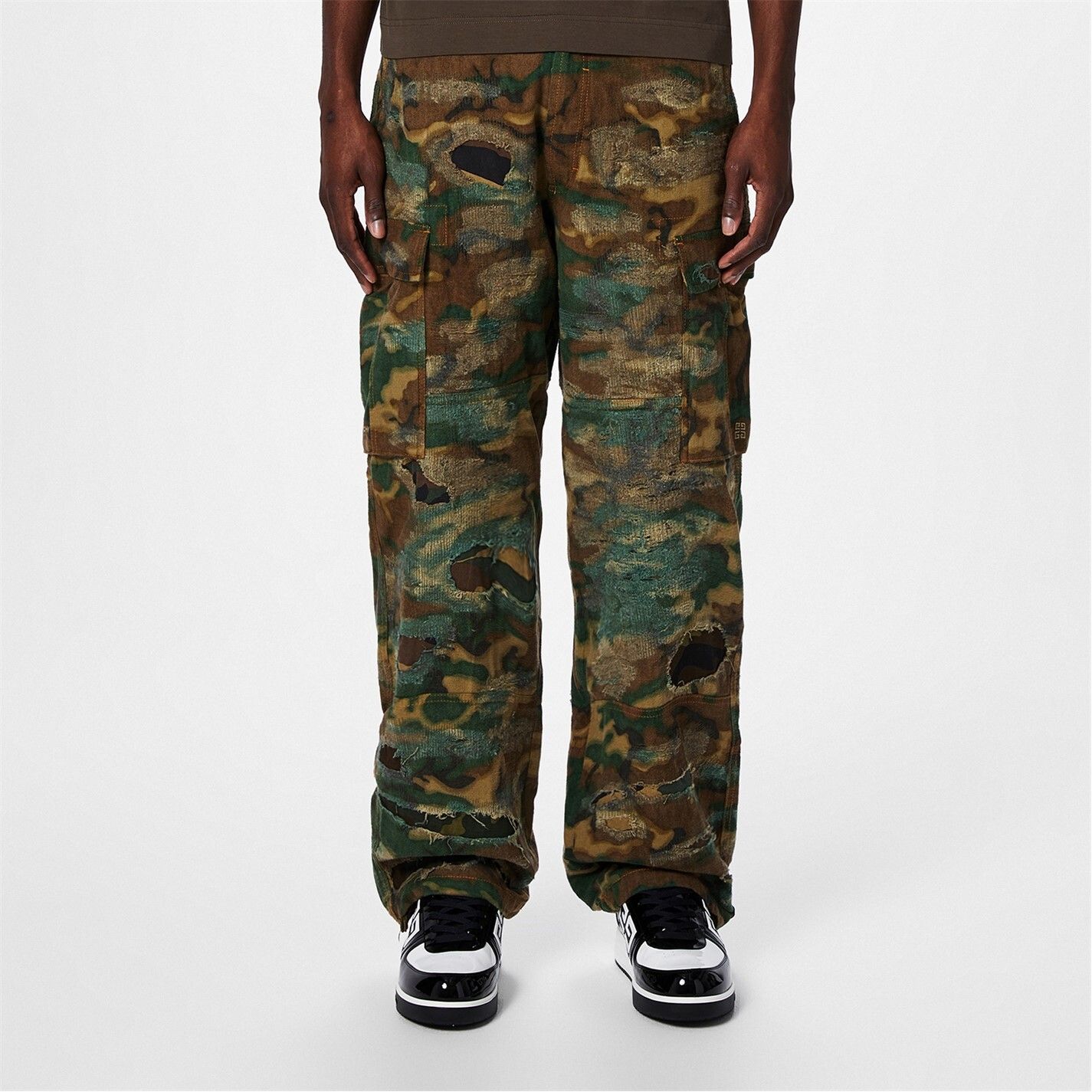 Givenchy Distressed Camo Cargo Pants Brown Khaki 32W SKU | eBay