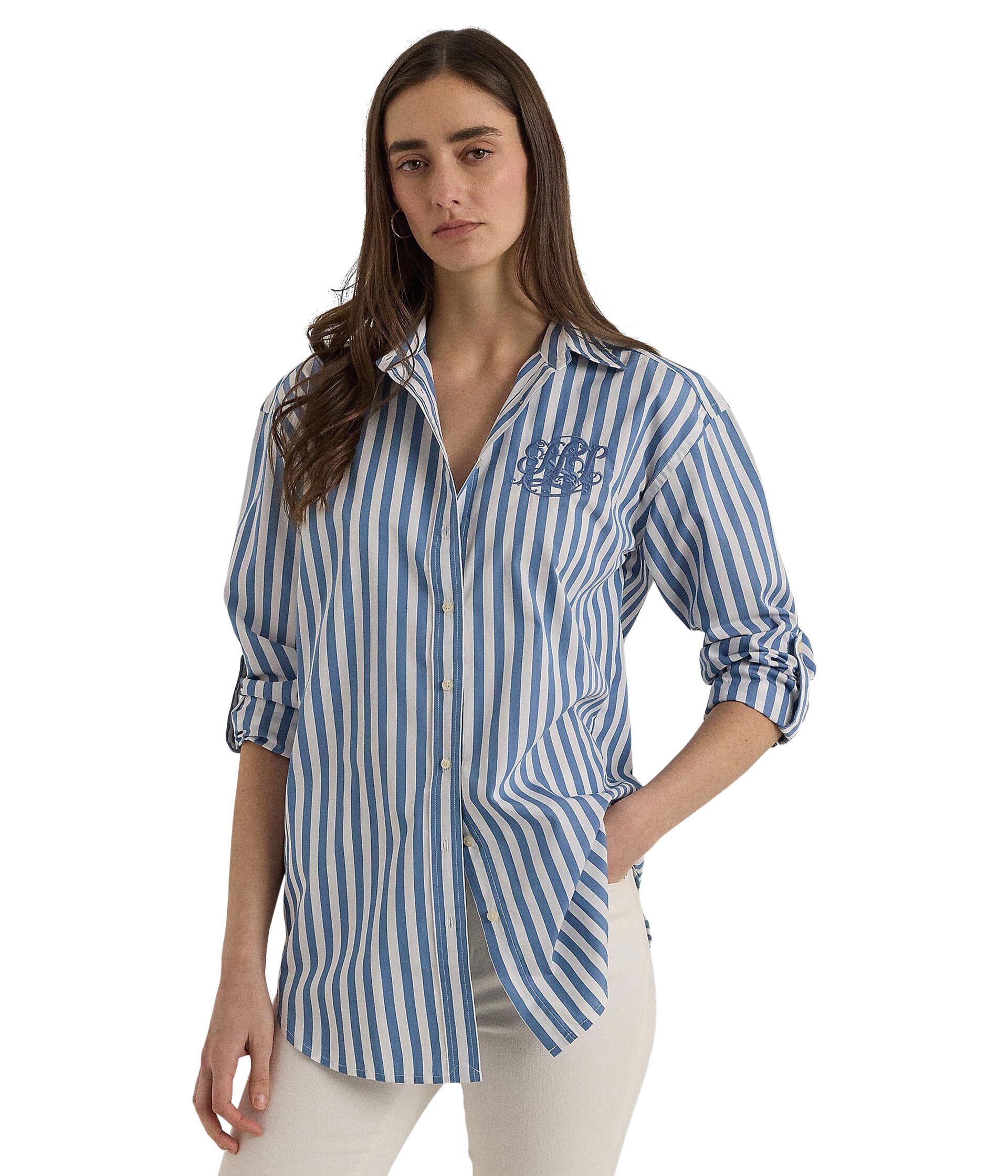 쁘띠 오버사이즈 스트라이프 코튼 셔츠 Petite Oversize Striped Cotton Broadcloth Shirt 9975673 1091204