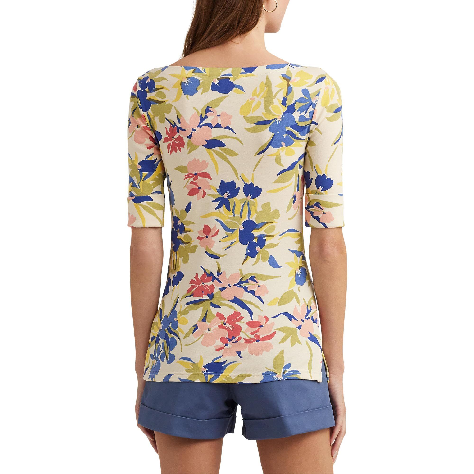 플로랄 스트래치 코튼 티셔츠 Floral Stretch Cotton Boatneck Tee 9836820 995762