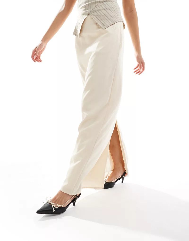 스톤 베이지 & x Laura Jade Stone   Maxirock in Beige mit Vordertaschen und Schlitzdetail auf der Ruckseite 206217696Beige