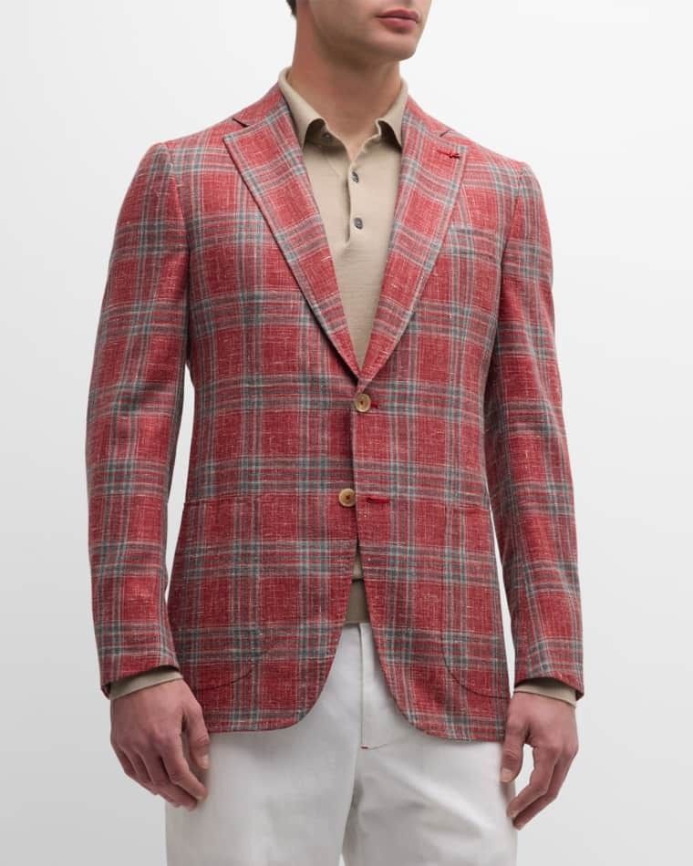 남성 울 스포츠 코트 Men's Plaid Wool-Blend Sport Coat prod266780084DARK RED
