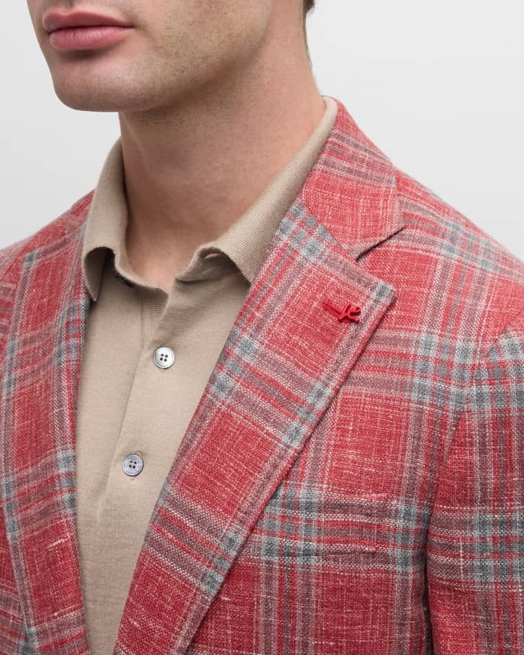남성 울 스포츠 코트 Men's Plaid Wool-Blend Sport Coat prod266780084DARK RED