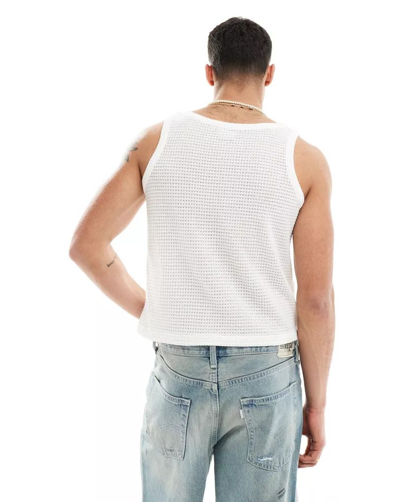 화이트 Gehakeltes Tragershirt in Weiß 206568589WEISS