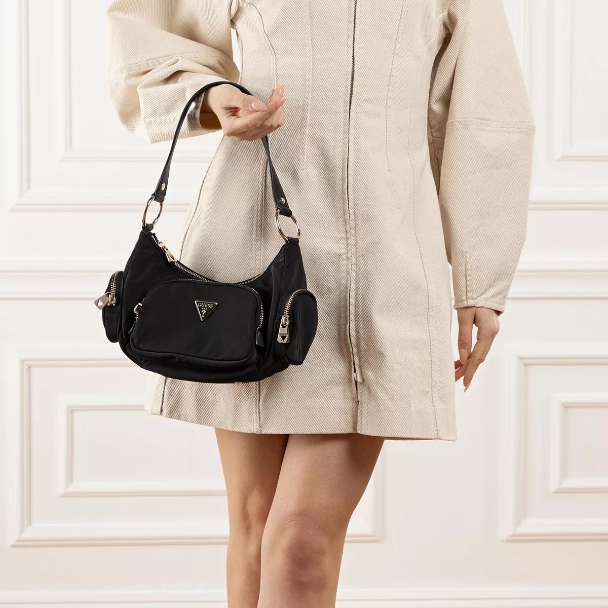 숄더 가방 블랙 숄더백 Guess Eco Gemma Shoulder Bag Black                        Schultertasche A0244242