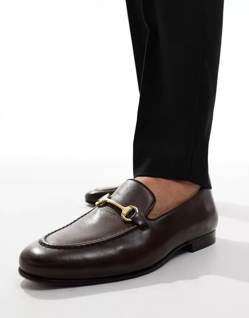 런던 브라운 Walk London   Trent   Leder-Loafer in Braun mit Besatz 205683292BRAUN