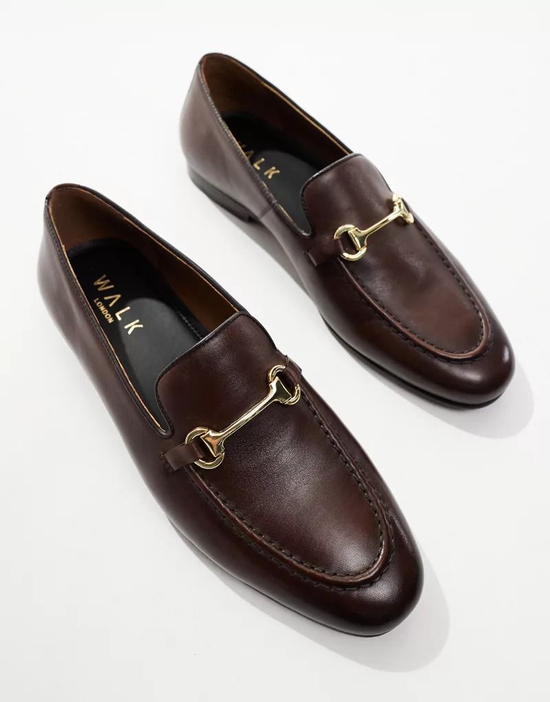 런던 브라운 Walk London   Trent   Leder-Loafer in Braun mit Besatz 205683292BRAUN