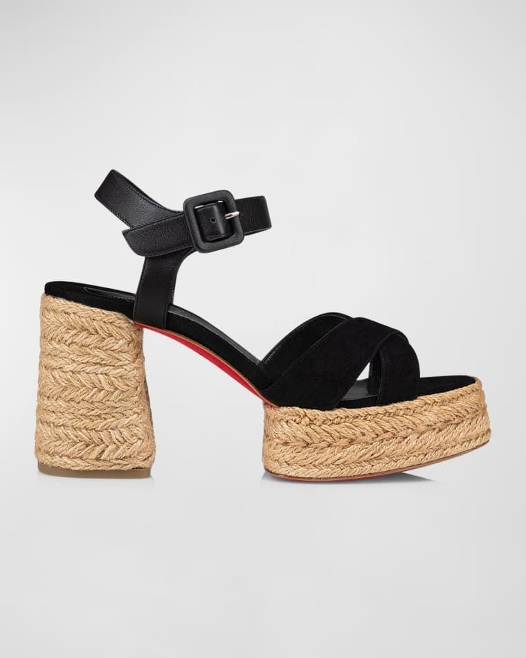 레드 솔 에스파드류 샌들 Calakala Crisscross Red Sole Espadrille Sandals prod265700109BLACK