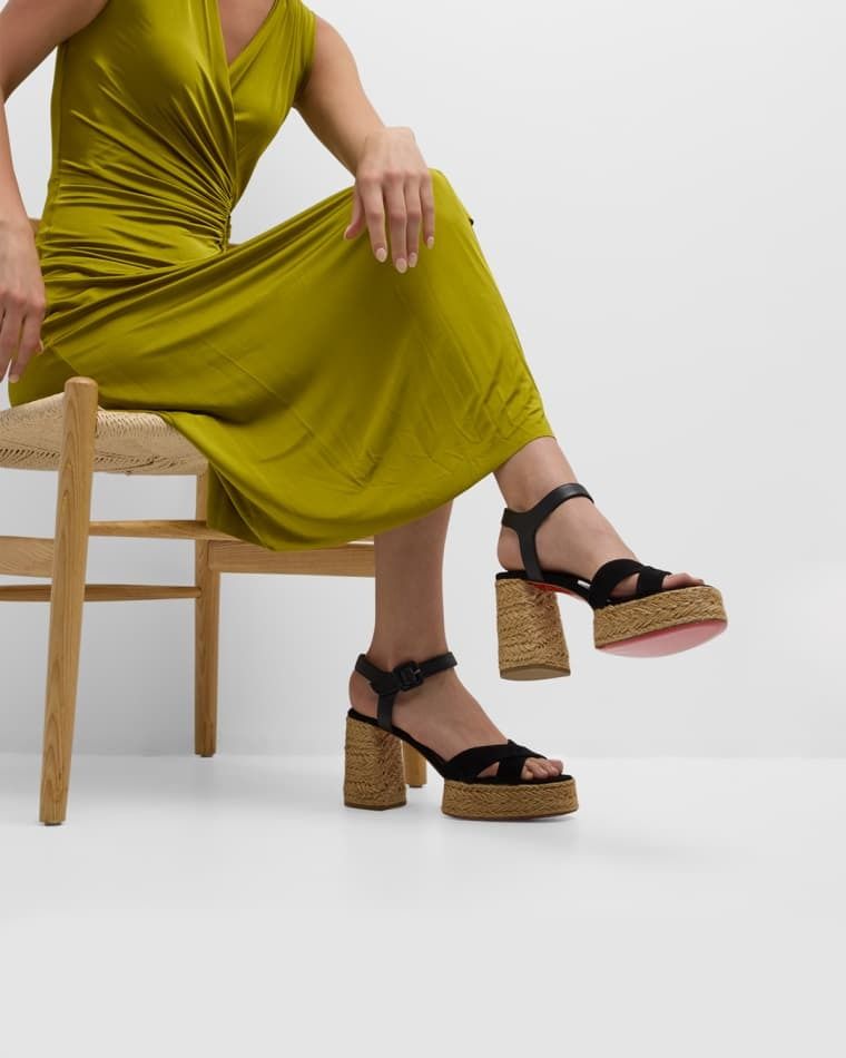 레드 솔 에스파드류 샌들 Calakala Crisscross Red Sole Espadrille Sandals prod265700109BLACK