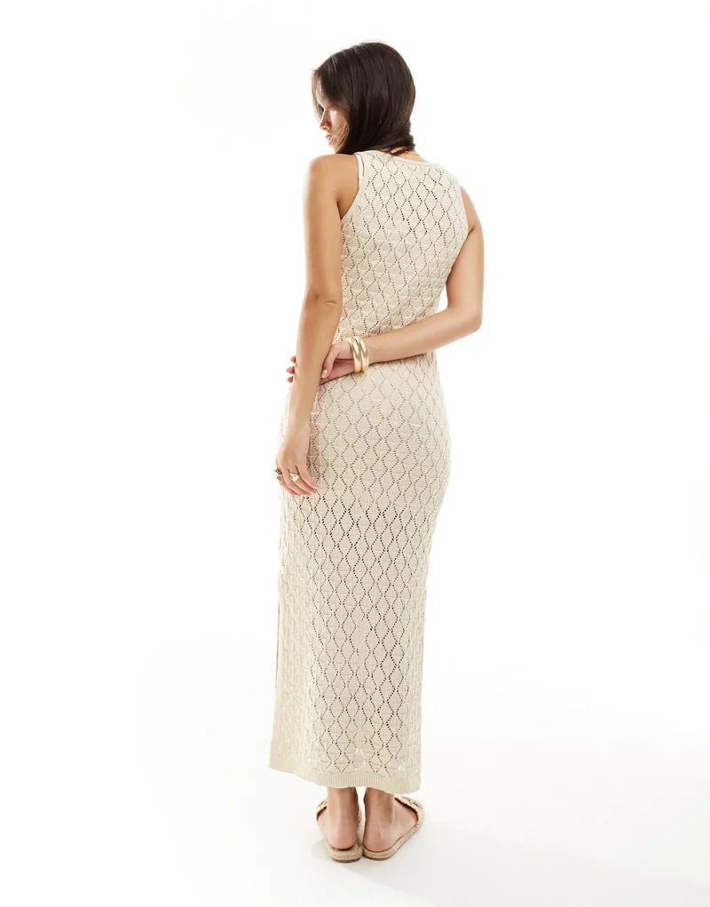 크림 Gehakeltes Maxi-Tankkleid in Creme 206517727Creme