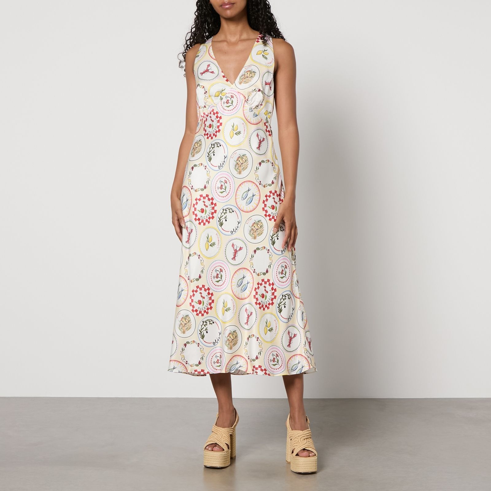 빈티지 새틴 슬립 드레스 Kitri Claire Vintage Plates Satin Slip Dress 15366870