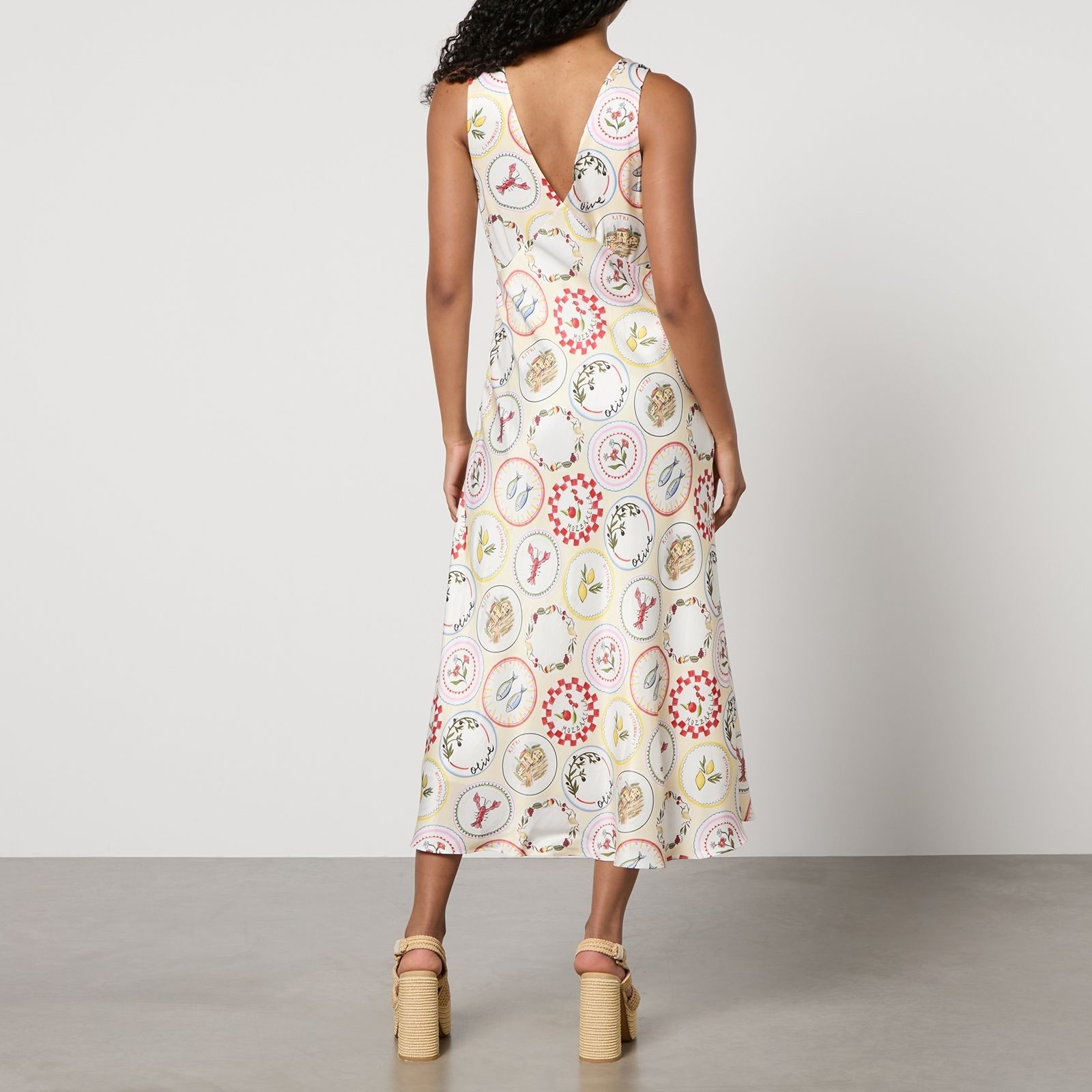 빈티지 새틴 슬립 드레스 Kitri Claire Vintage Plates Satin Slip Dress 15366870