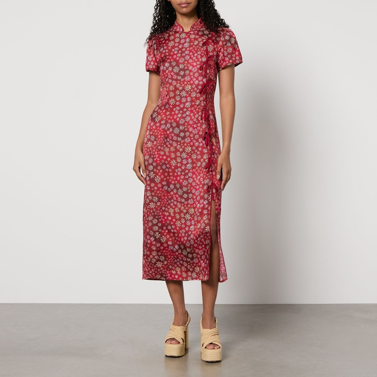 프린팅 크레페 드 미디 드레스 Kitri Leia Printed Crepe de Chine Midi Dress 15366876