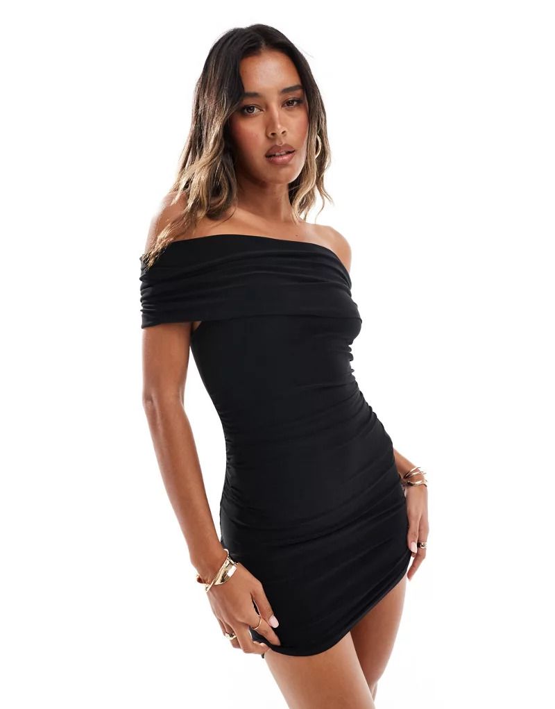 블랙 Hautenges Bardot-Minikleid in Schwarz 206718416SCHWARZ