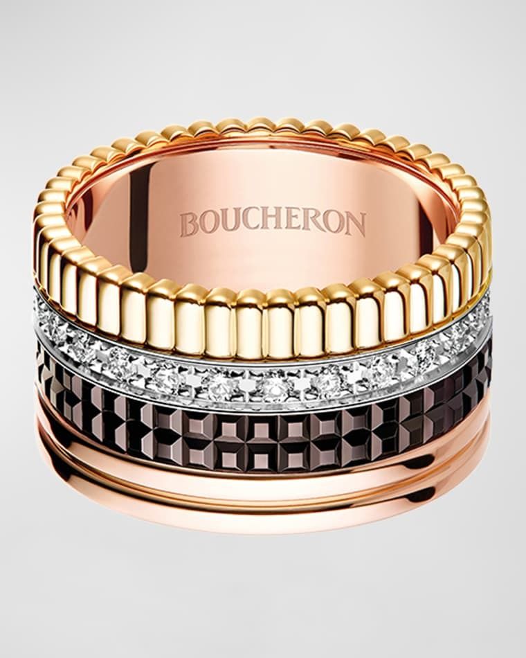 18k 골드 라지 다이아몬드 반지 Quatre 18K Gold Classique Large Band Diamond Ring prod273920146GOLD