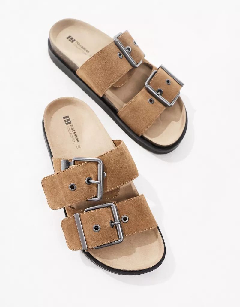 브라운 Sandalen aus Leder in Braun mit zwei Riemen mit Schnallen 206888552BRAUN