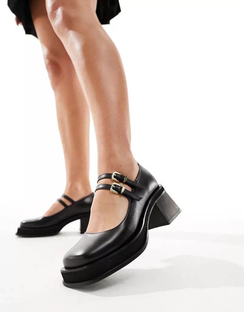런던 블랙 Walk London   Liley   Mary-Jane-Schuhe aus Leder in Schwarz 205683558SCHWARZ