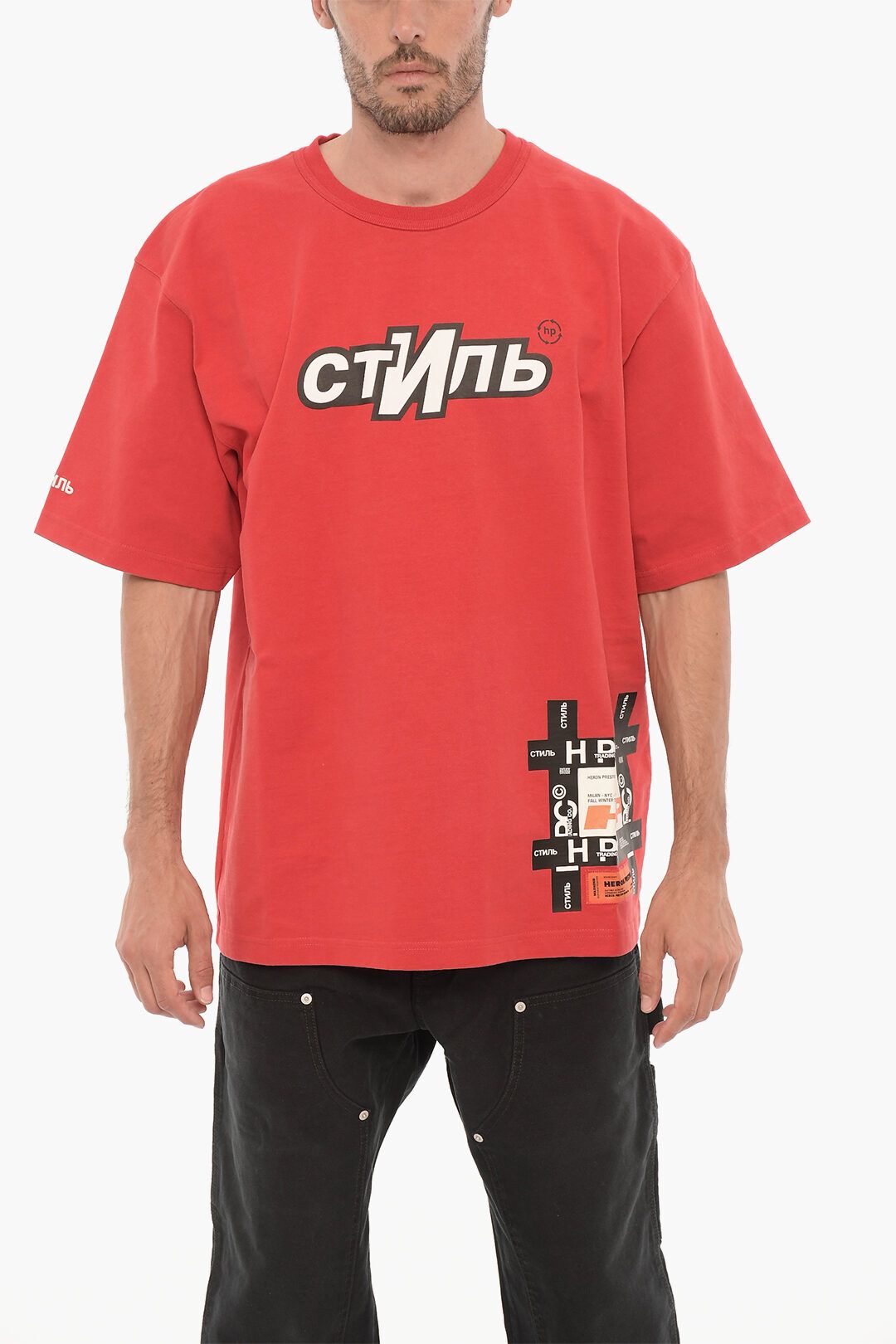 프린팅 코튼 크루넥 티셔츠 Printed Cotton Crew-Neck T-shirt 597640