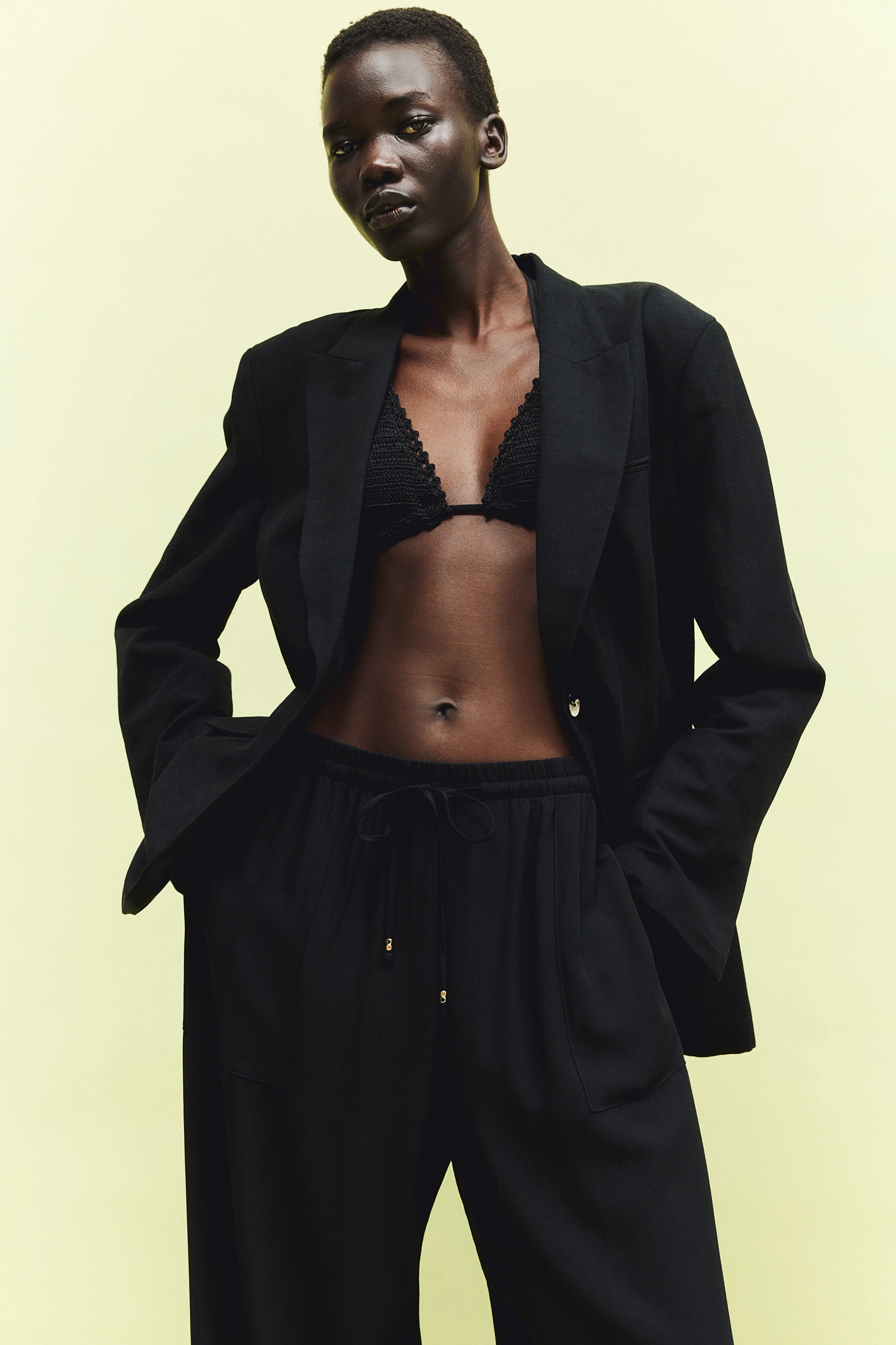 비스코스 드로우스트링 바지 Viscose drawstring trousers 1235958001