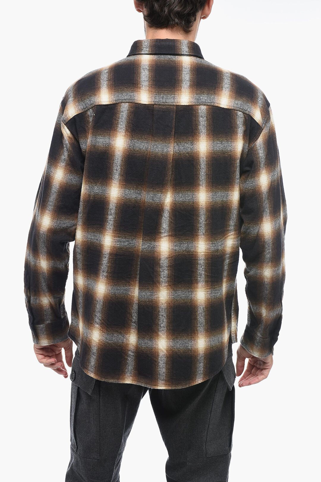 셔츠 프린트 Flannel Shirt with Lettering Print 602694