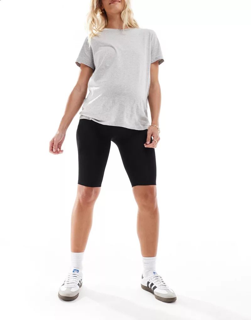 디자인 블랙 ASOS DESIGN Maternity   Basic-Leggings-Shorts in Schwarz mit Uberbauchbund 204238927SCHWARZ