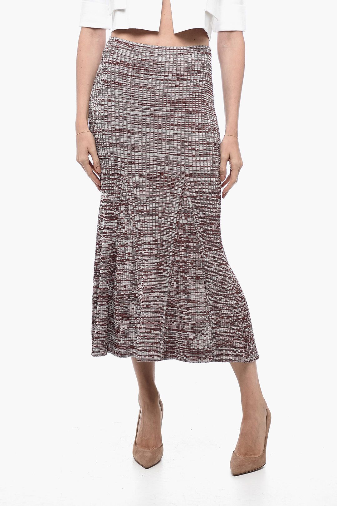 스커트 플레어 Ribbed Stretchy Skirt with Flared Hem 599206