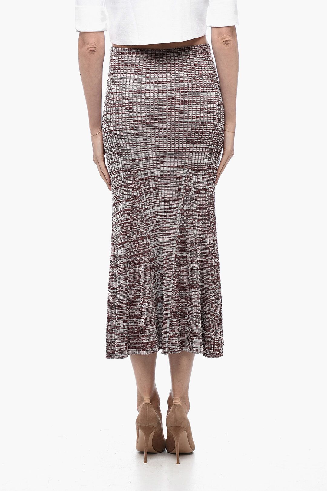 스커트 플레어 Ribbed Stretchy Skirt with Flared Hem 599206