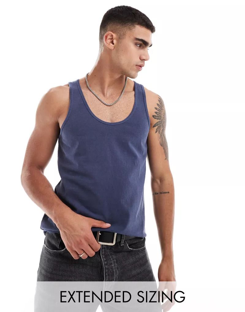 Tragertop in Marineblau mit Pigmentfarbung 206267404Odyssee-Grau