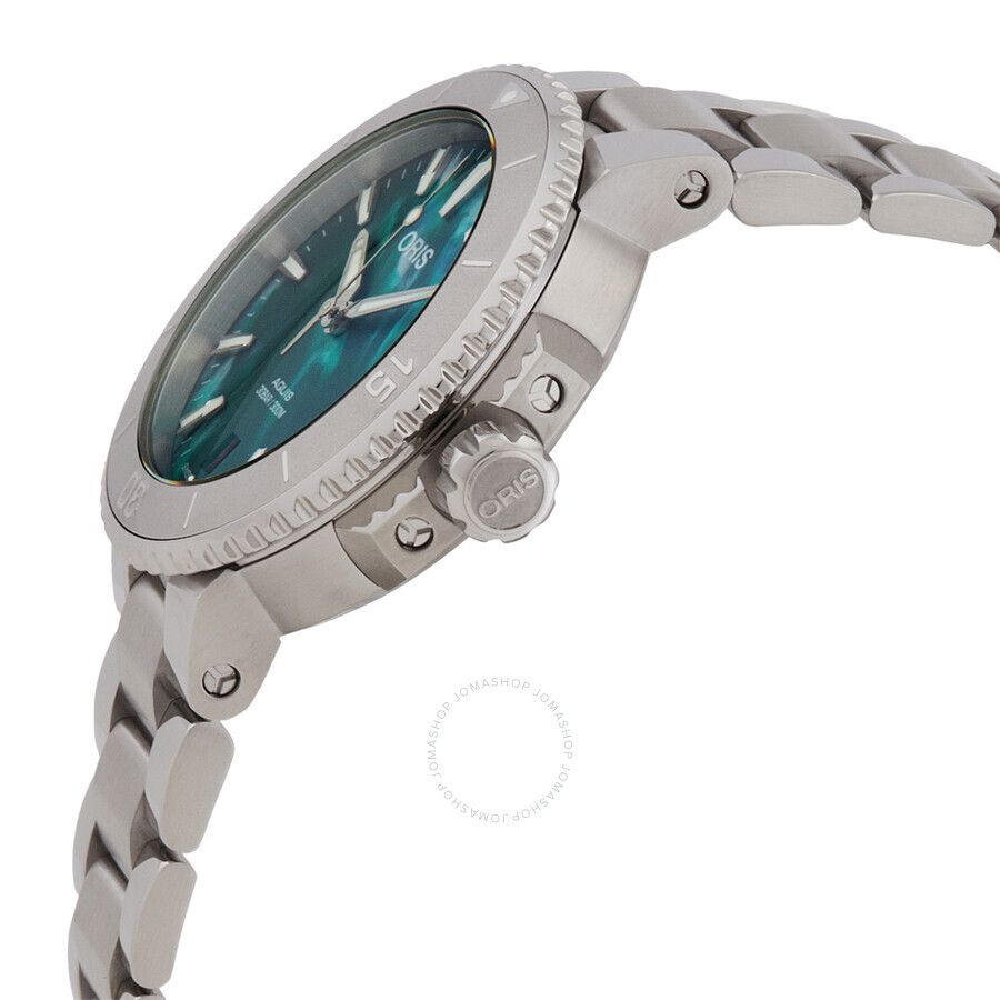 오토매틱 그린 다이얼 여성 시계 Aquis Date Automatic Green Dial Ladies Watch 01 733 7770 4137-07 8 18 05P OR733777041370781805
