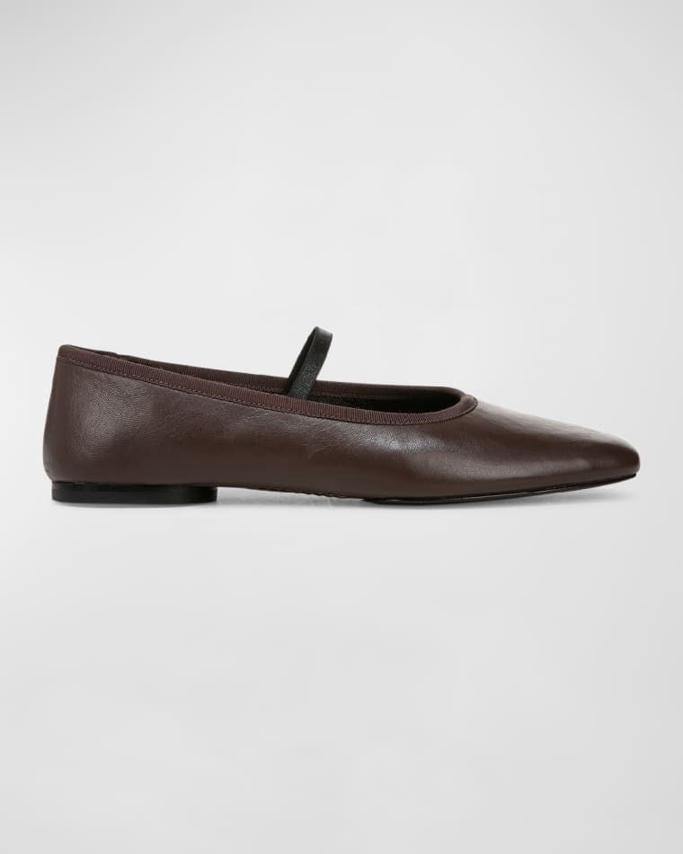 가죽 제인 발레리나 플랫슈즈 Vivian Leather Mary Jane Ballerina Flats prod272821016GANACHE