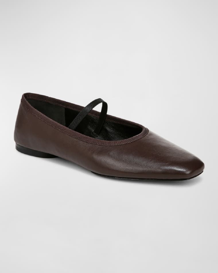 가죽 제인 발레리나 플랫슈즈 Vivian Leather Mary Jane Ballerina Flats prod272821016GANACHE