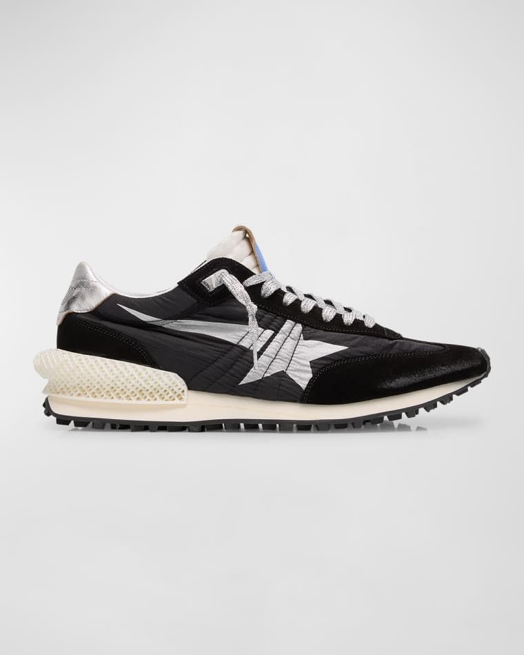 남성 마라톤 나일론 스웨이드 러너 스니커즈 Men's Marathon Nylon and Suede Runner Sneakers prod273450315BLACK