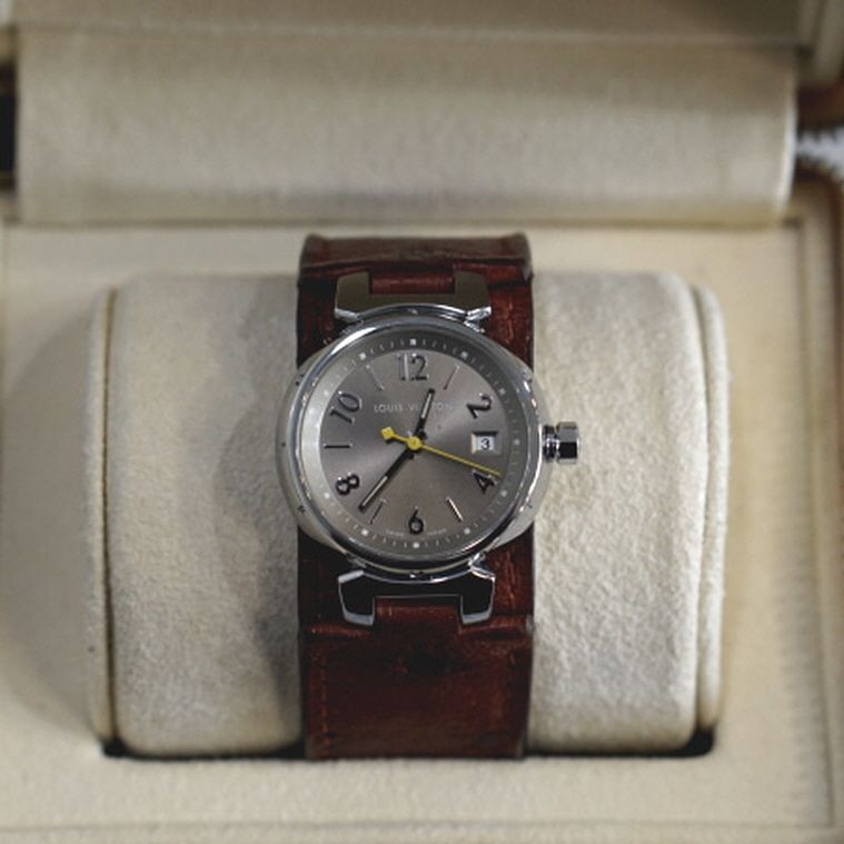 중고 Q1211A 땅부르 28mm 쿼츠 오스트리치 밴드 여성용 시계0EC 0EC