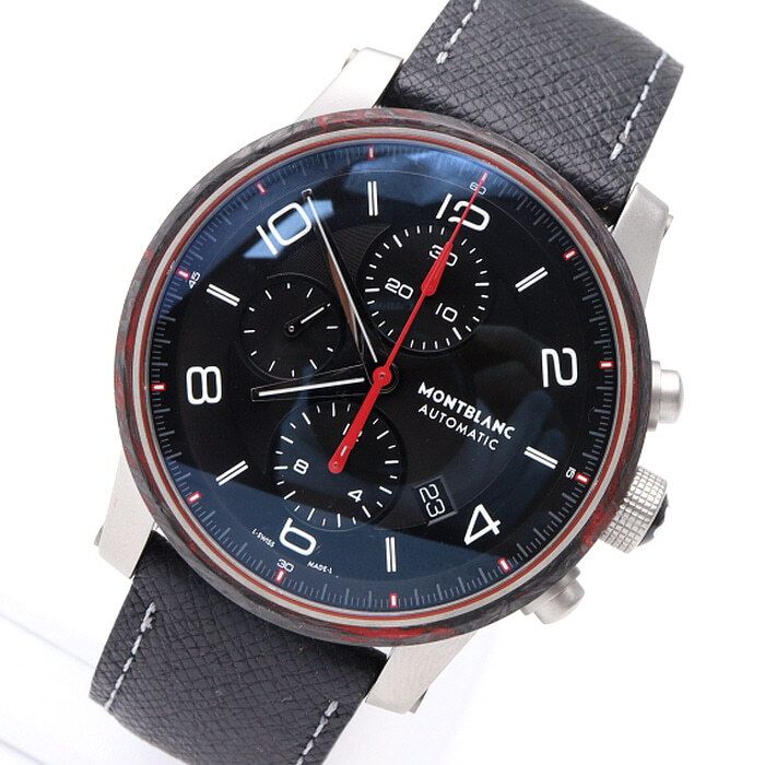 중고 114881 타임워커 43mm 크로노그래프 오토매틱 가죽밴드 남성 시계 aa30008